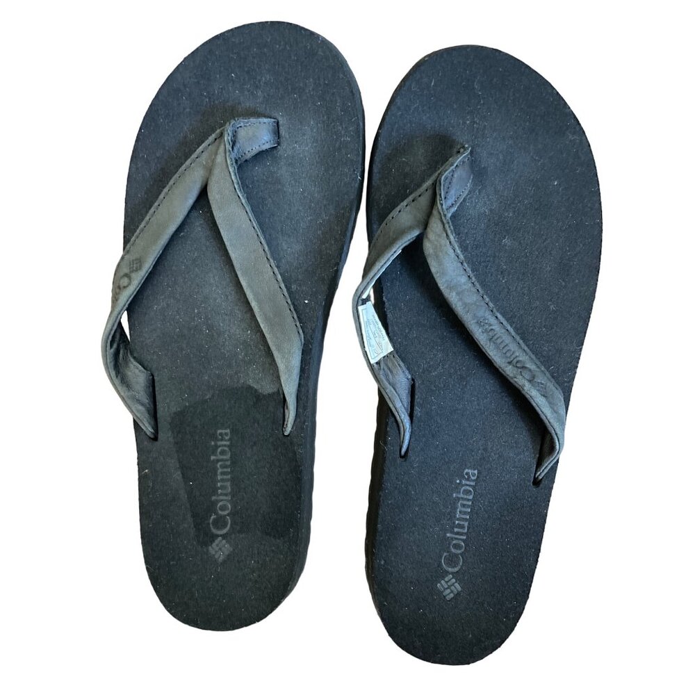 Columbia Women Leather Top Flip Flops Black Size 6 - Picture 7 of 7